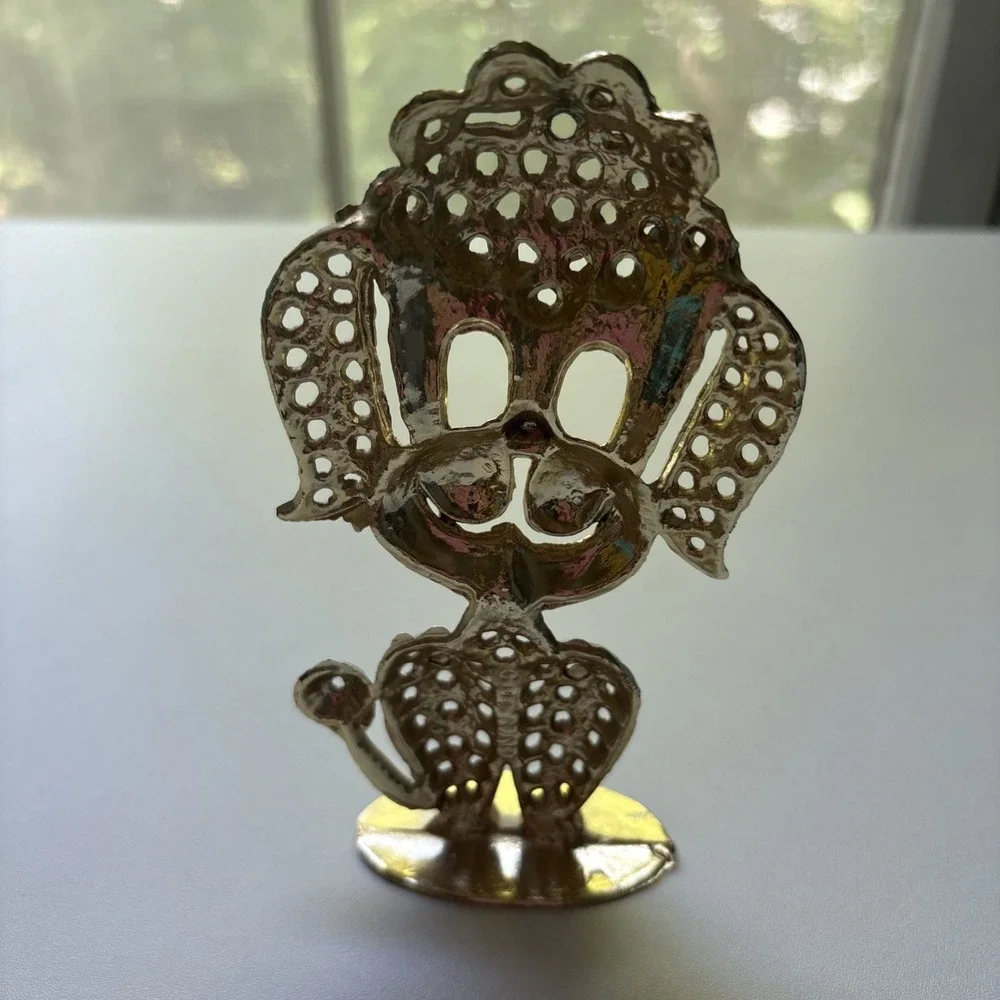Vintage Gold Tone Metal Poodle Earring Holder/Stand
